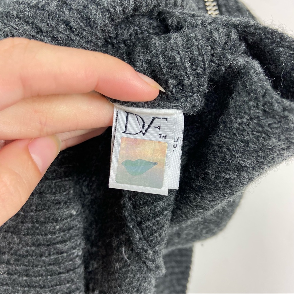DVF lambswool cashmere park city long quilted gray zip vest S/P - Picture 13 of 14